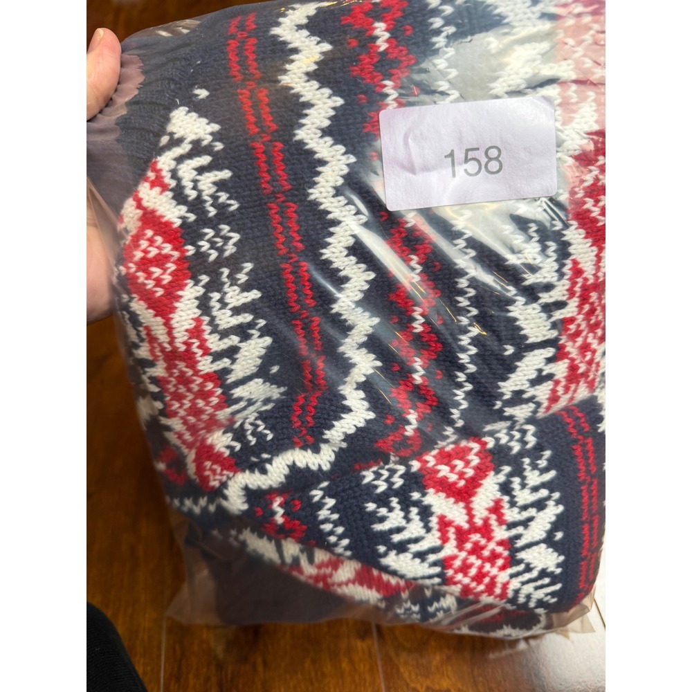 IZOD Vintage Fair Isle Sweater Mens Large Blue Red White 1/4‎ Zip Pullover Knit - Picture 8 of 8